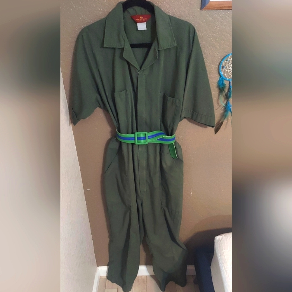 Vintage Para Suit Jumpsuit - *unique* zipper army green size L/XL